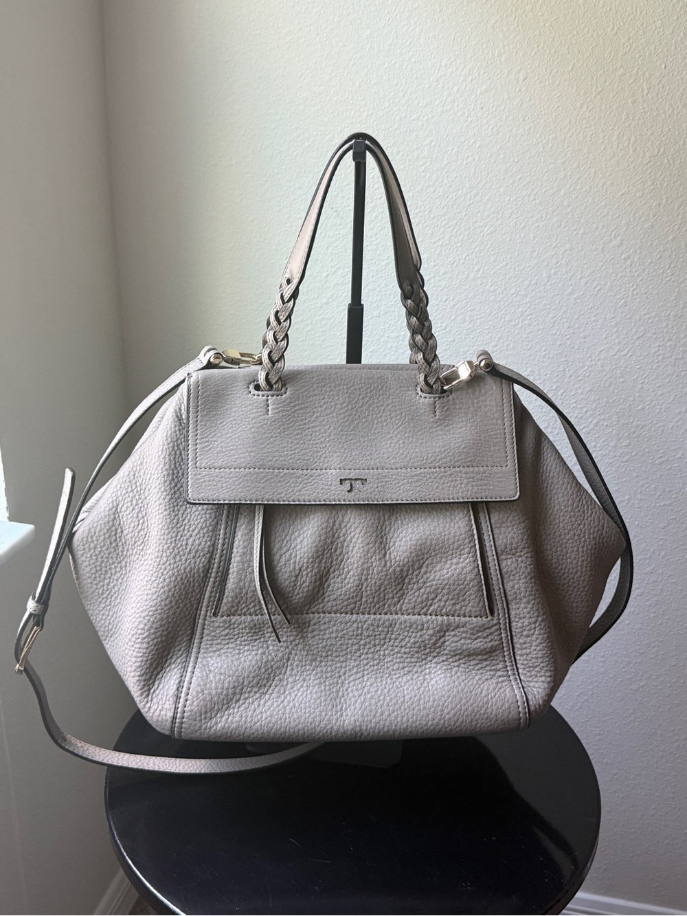 Tory Burch Pebbled Leather Tote in Taupe